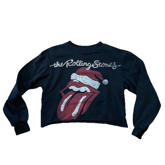 The Rolling Stones Tops - The Rolling Stones Christmas Lightweight Crop Crewneck Sweatshirt Women XS